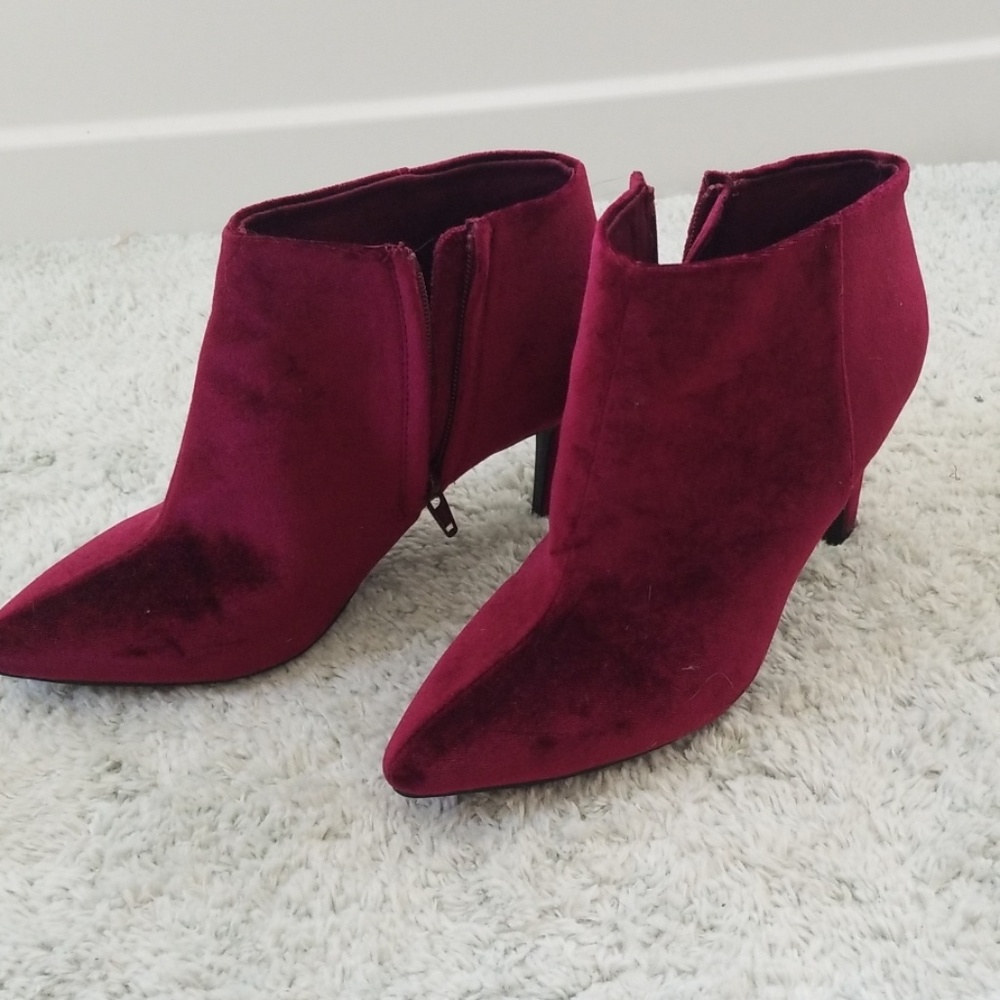 Velvet ankle booties